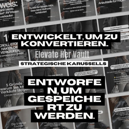 Collage of magazine pages with text in German, featuring promotional phrases.