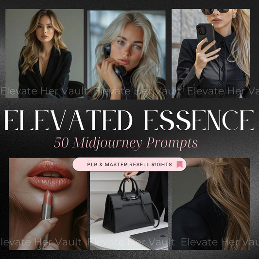 Elegant AI prompt bundle for luxe branding, MidJourney prompts for sleek digital content, create fashion-forward visuals without a camera, 50 editable prompts for luxury image design, minimalist chic image toolkit for creators, PLR rights included for resale, feminine bold visuals made easy with AI, digital branding toolkit for fashion brands
www.elevatehervault.com