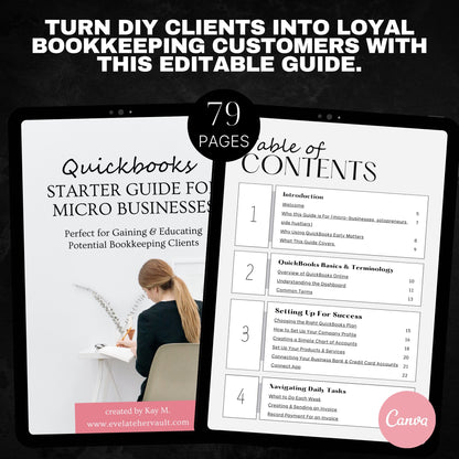 finance coach digital product, client finance education, QuickBooks starter kit, money coach template, consultant ebook, editable coaching resource, QuickBooks for clients, financial coach lead magnet, coaching freebie template, expert positioning tool, www.elevatehervault.com