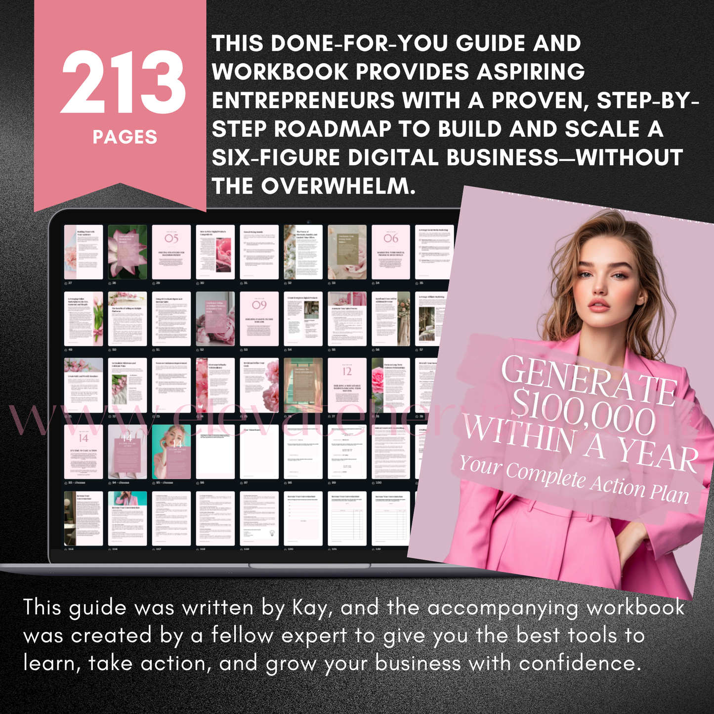 plug-and-play PLR, Canva ebook for businesswomen, resellable digital product, pink business planner, digital launch kit, online business success plan, PLR for coaches and creators, professional branding template, editable workbook bundle, www.elevatehervault.com