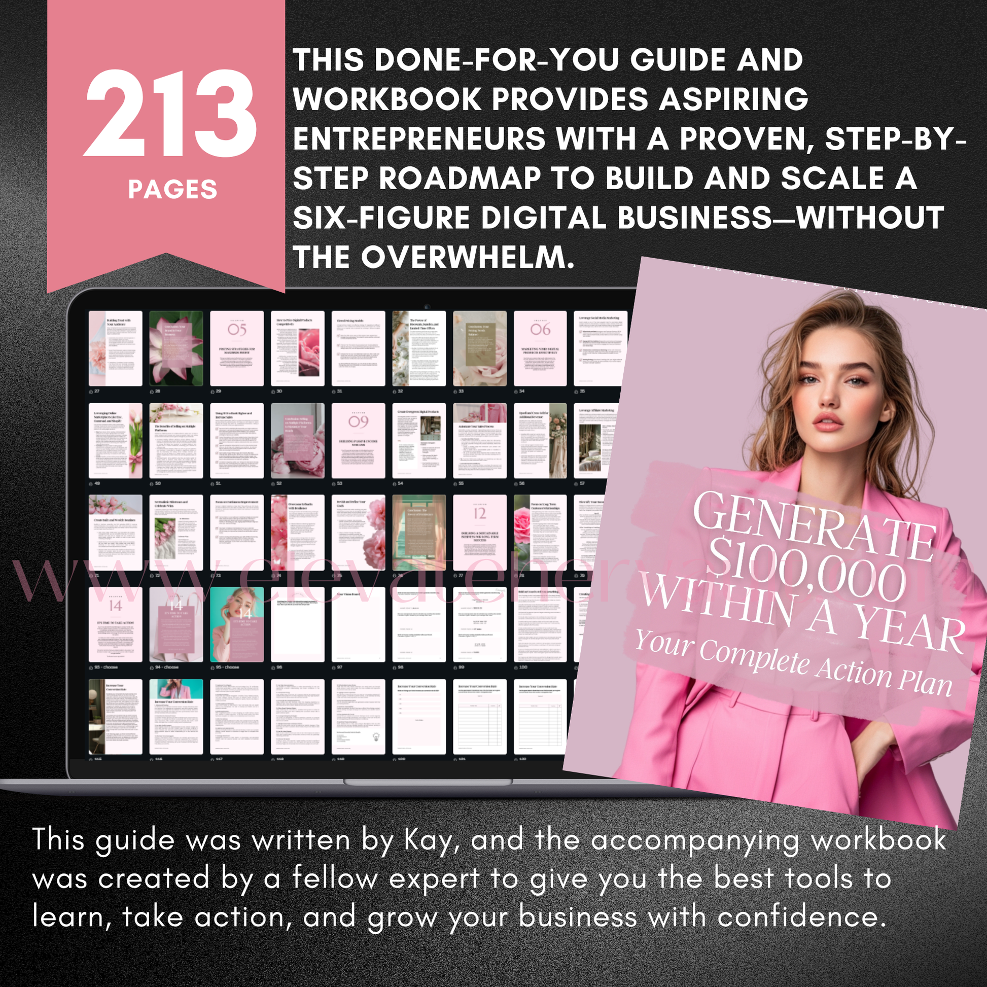 plug-and-play PLR, Canva ebook for businesswomen, resellable digital product, pink business planner, digital launch kit, online business success plan, PLR for coaches and creators, professional branding template, editable workbook bundle, www.elevatehervault.com