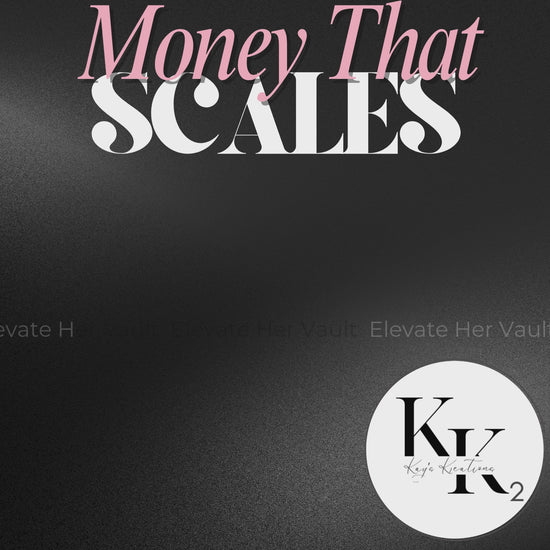 Money That Scales Graphic – Bold headline promoting automated income streams and lasting financial freedom. www.elevatehervault.com