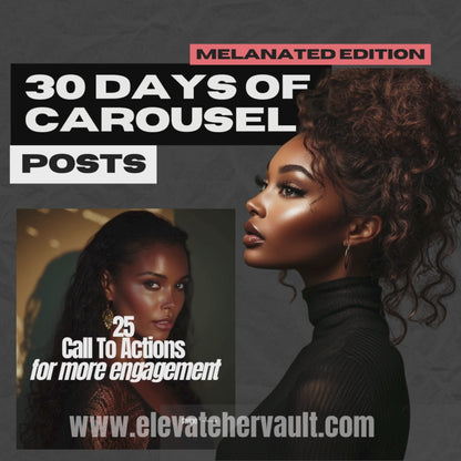 Instagram Carousel Canva Templates Melanated Edition 30 Days of Faceless Digital Marketing Content  PLR & MRR