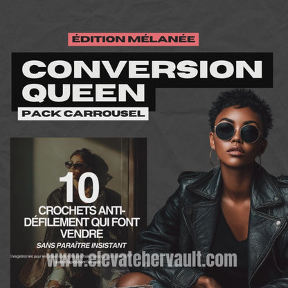 Publications Instagram Carousel French Conversión Reina : Paquete Carrusel (édition française) PLR et MRR Édition Melanated